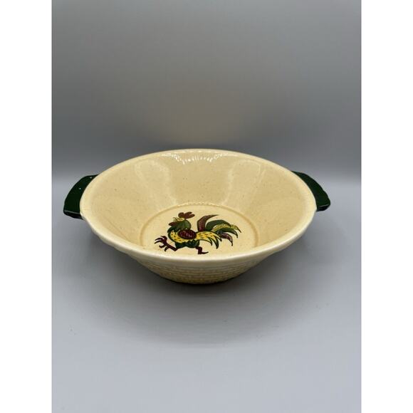 Poppytrail by Metlox "Rooster" 8" Round Vegetable Bowl Tab Handles READ - Picture 1 of 7